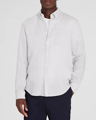 Long-Sleeve Solid Linen Shirt
