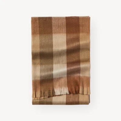 Fringed Check Alpaca Blanket