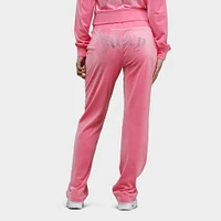 Juicy Couture Women's OG Big Bling Velour Track Pants / Hot Pink