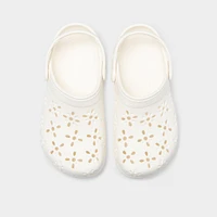 Crocs Women's Classic Floral Cut Out Clog / Chalk