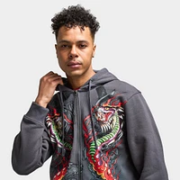 Ed Hardy Dragon Flame Full Zip Hoodie / Charcoal
