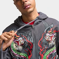 Ed Hardy Dragon Flame Full Zip Hoodie / Charcoal