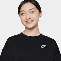 Nike Junior Girls' Club Fleece Oversized Crewneck / Black