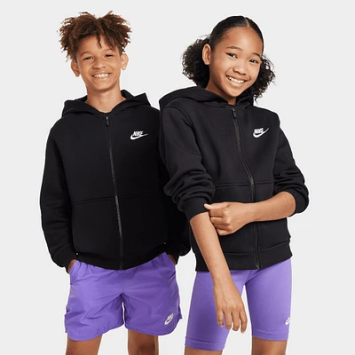 Nike Sportswear Club Fleece Juniors' Full Zip Hoodie Blk / W