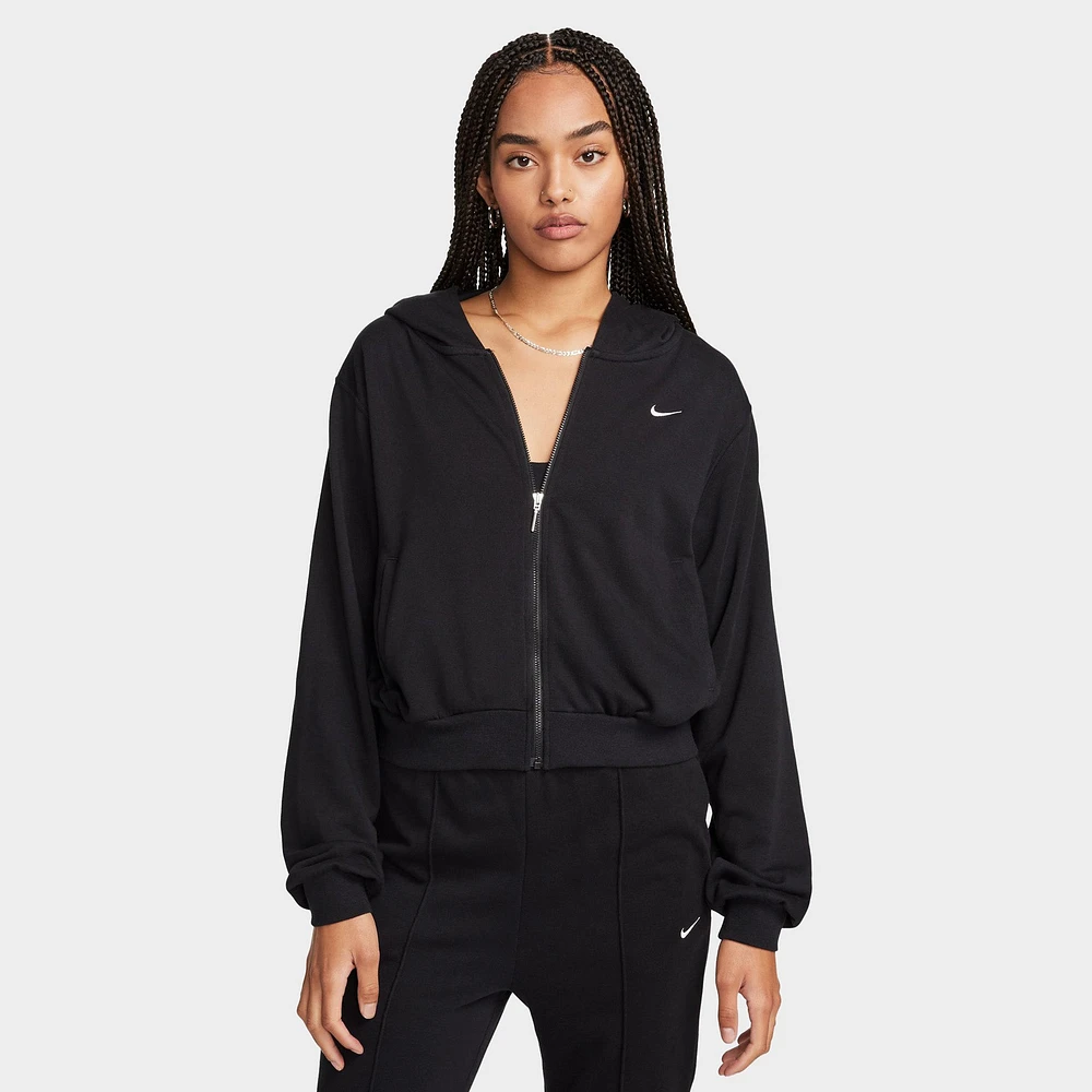 Nike Women's Loose Full-Zip French Terry Hoodie Black / Sail