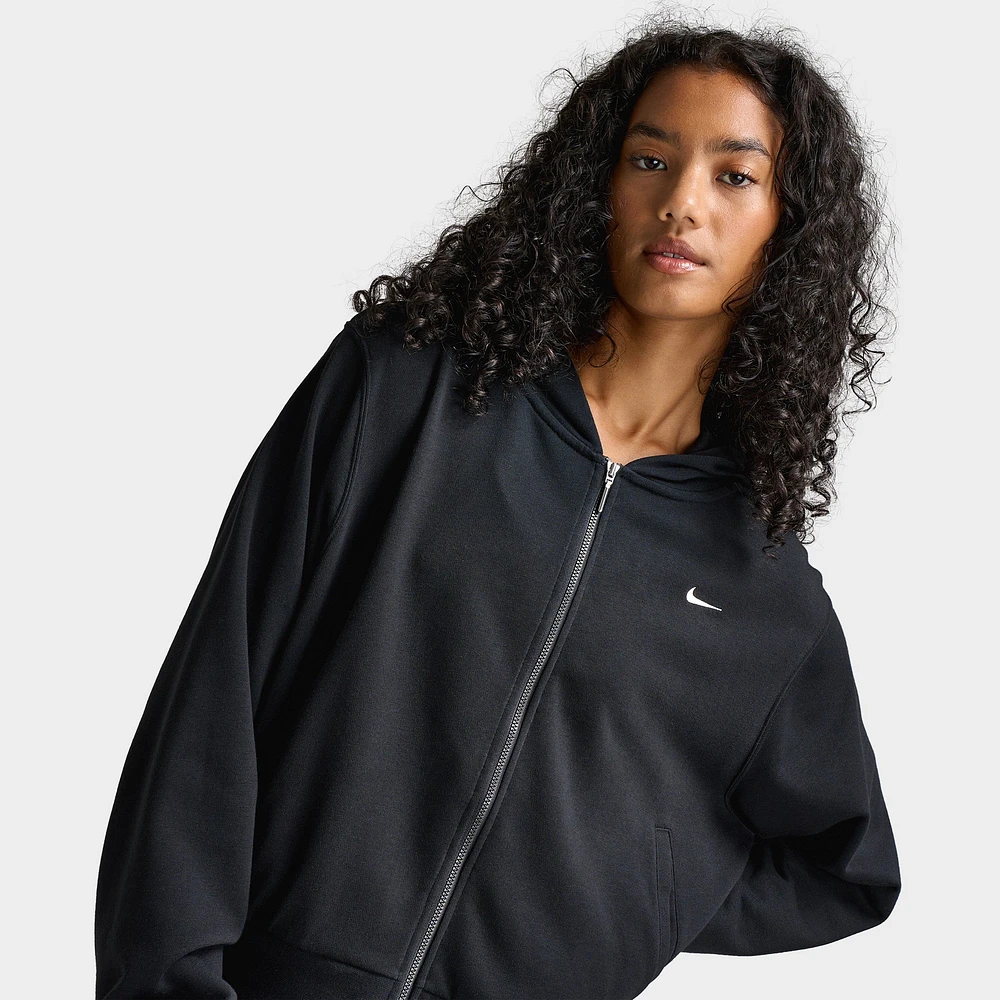 Nike Women's Loose Full-Zip French Terry Hoodie Black / Sail