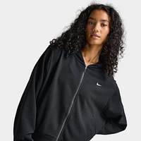 Nike Women's Loose Full-Zip French Terry Hoodie Black / Sail