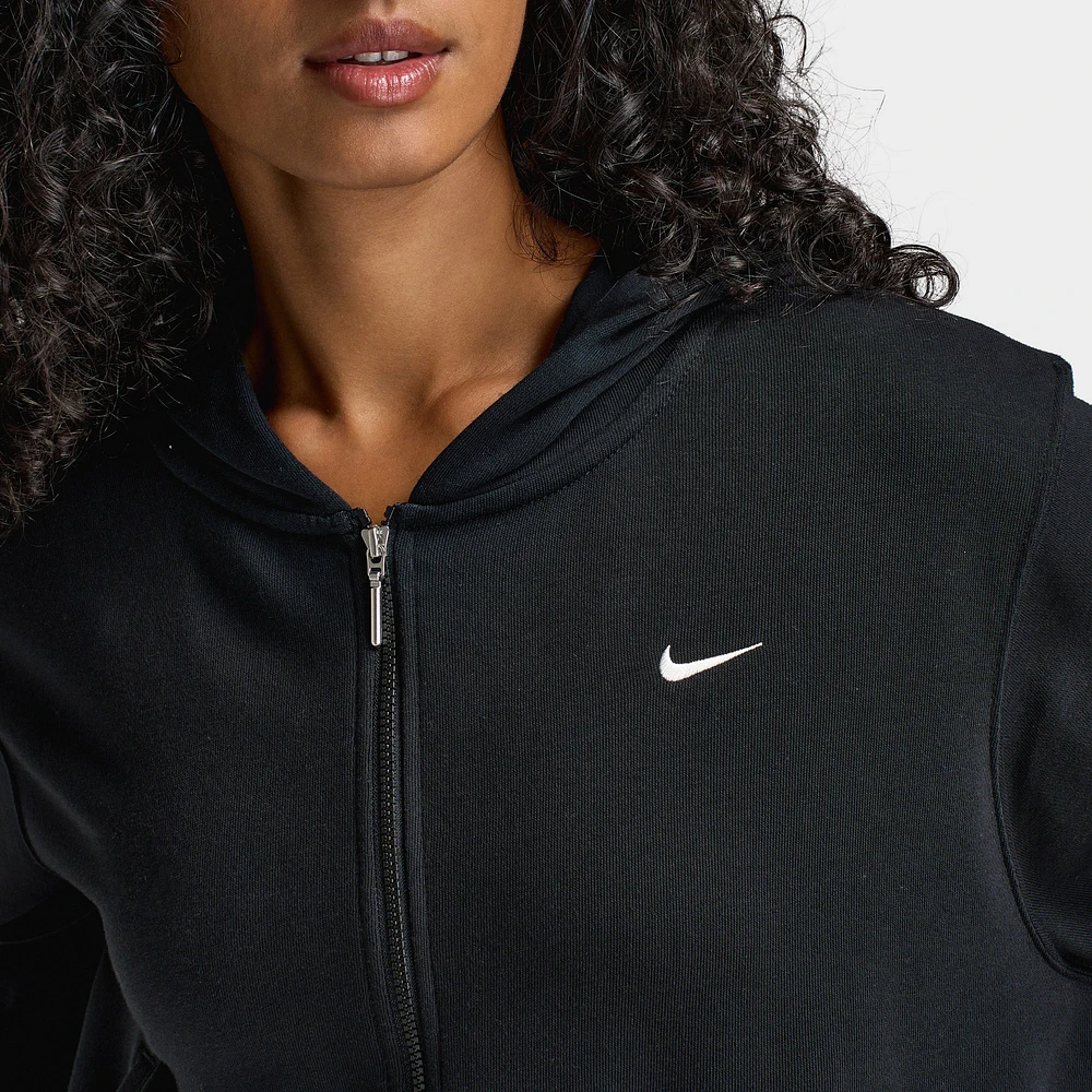 Nike Women's Loose Full-Zip French Terry Hoodie Black / Sail