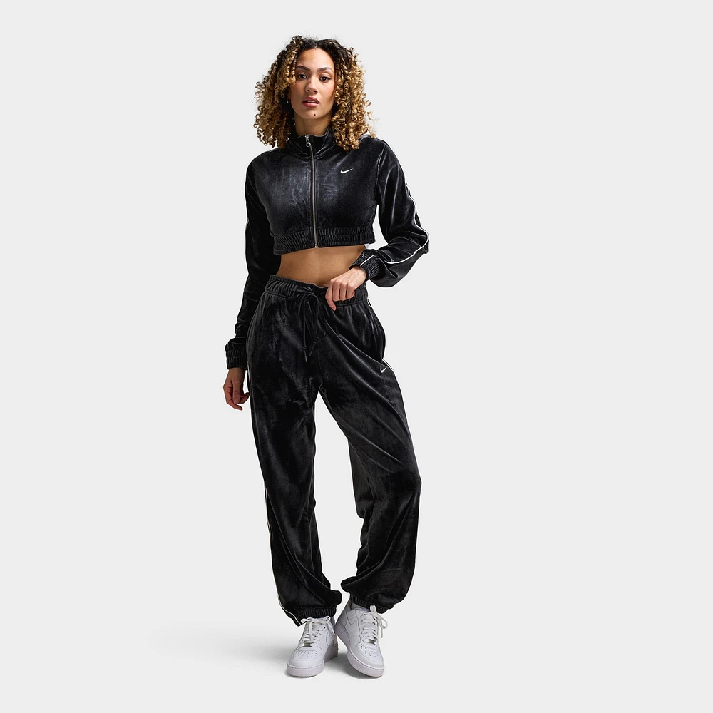 Nike Sportswear Women's Velour Full-Zip Top Black / Sail