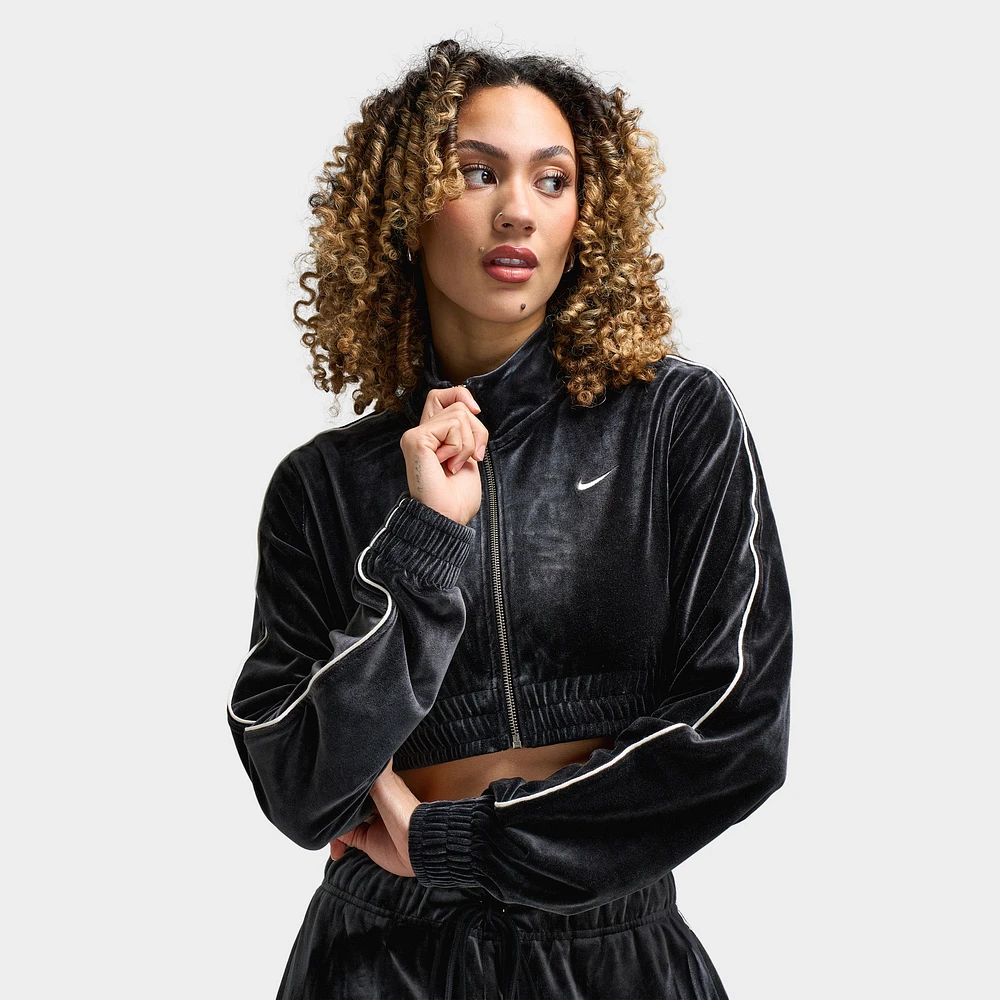 Nike Sportswear Women's Velour Full-Zip Top Black / Sail