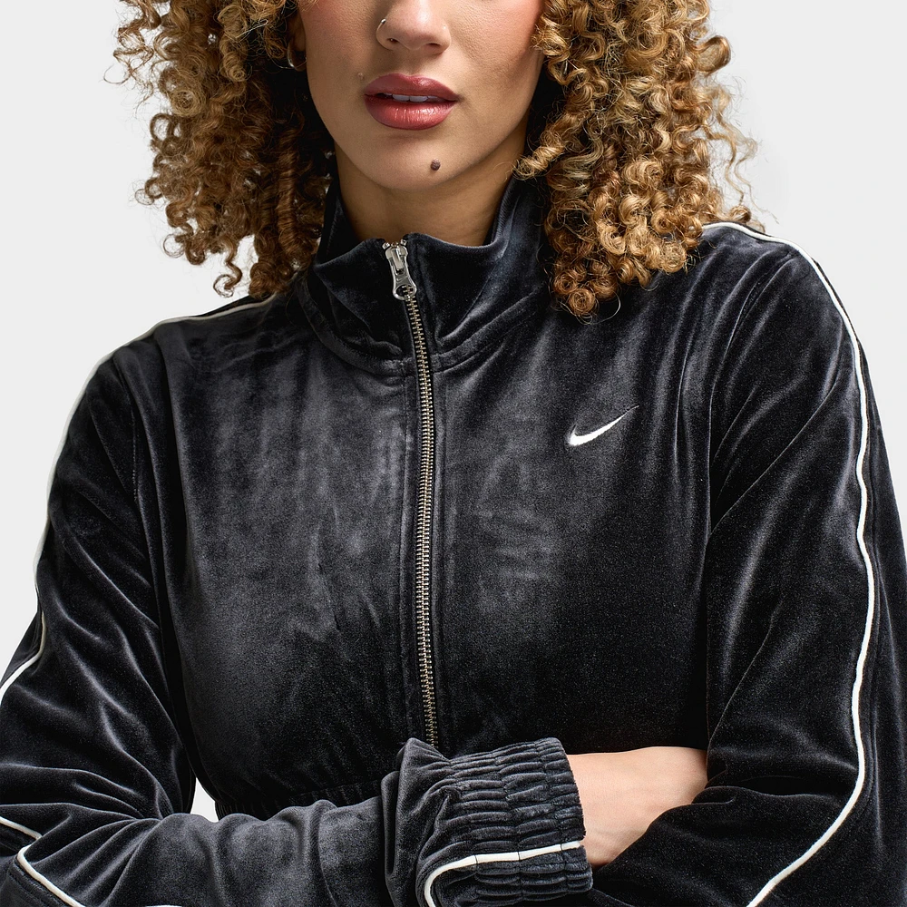 Nike Sportswear Women's Velour Full-Zip Top Black / Sail