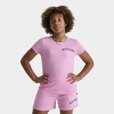New Balance Junior Girls' Club Baby Tee Rose Sugar