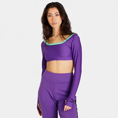 PUMA x Dua Lipa Longsleeve Cropped T-shirt / Royal Purple