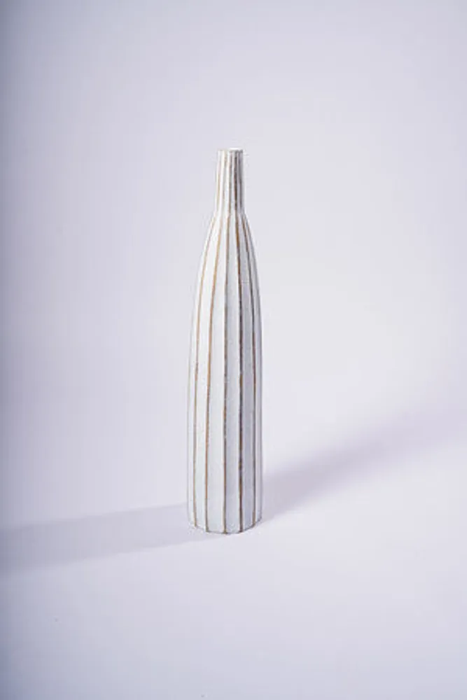 30" WHITE WOOD VASE