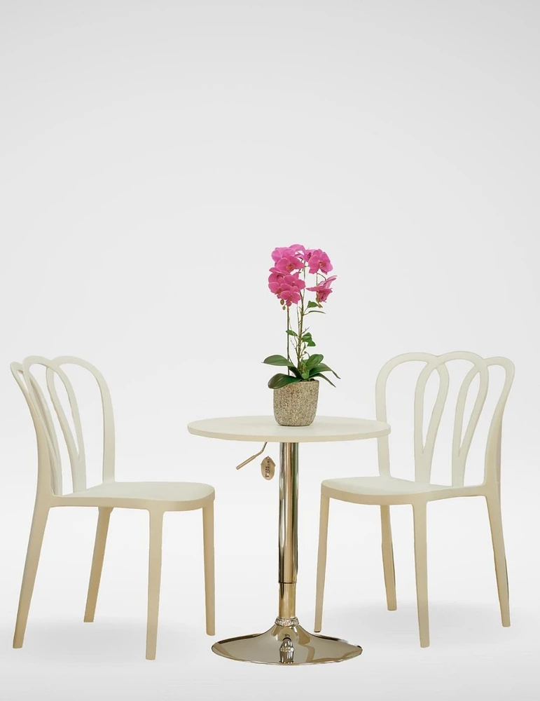 Bar Table Round Solid White Color - Adjustable