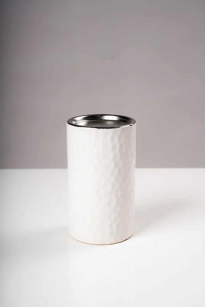 6" Candleholder White/Silver - Sylvana Collection