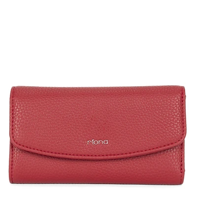 Riona Lucy Pebbled 2.0 RFID Small Flap Black & Red