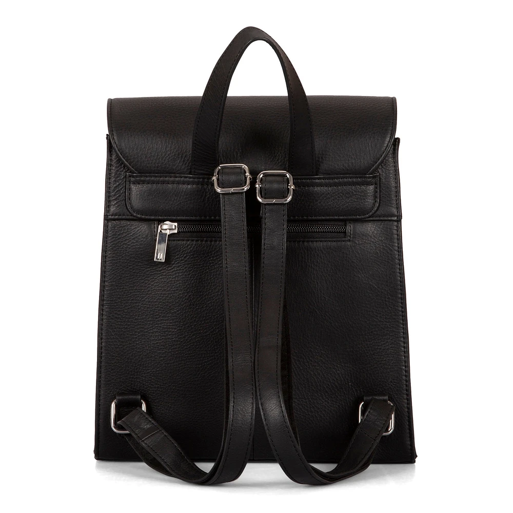 FINAL SALE Leather RFID Flapover Fashion Backpack