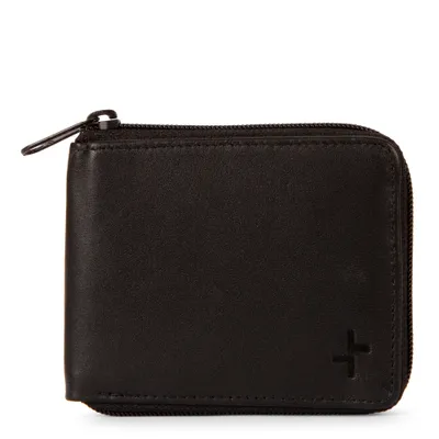 FINAL SALE Leather RFID Bi-Fold Zip-Around Wallet