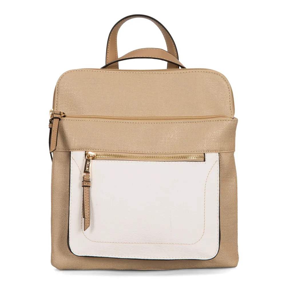 Faux Linen Convertible Backpack