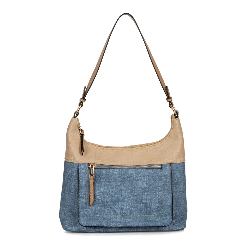 FINAL SALE Faux Linen RFID Hobo Bag