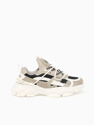 Tempted Beige Black leather Mesh