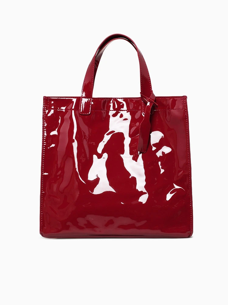 Patent Lg Shopping Tote Red