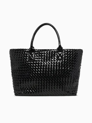 Woven Tote Black Pat