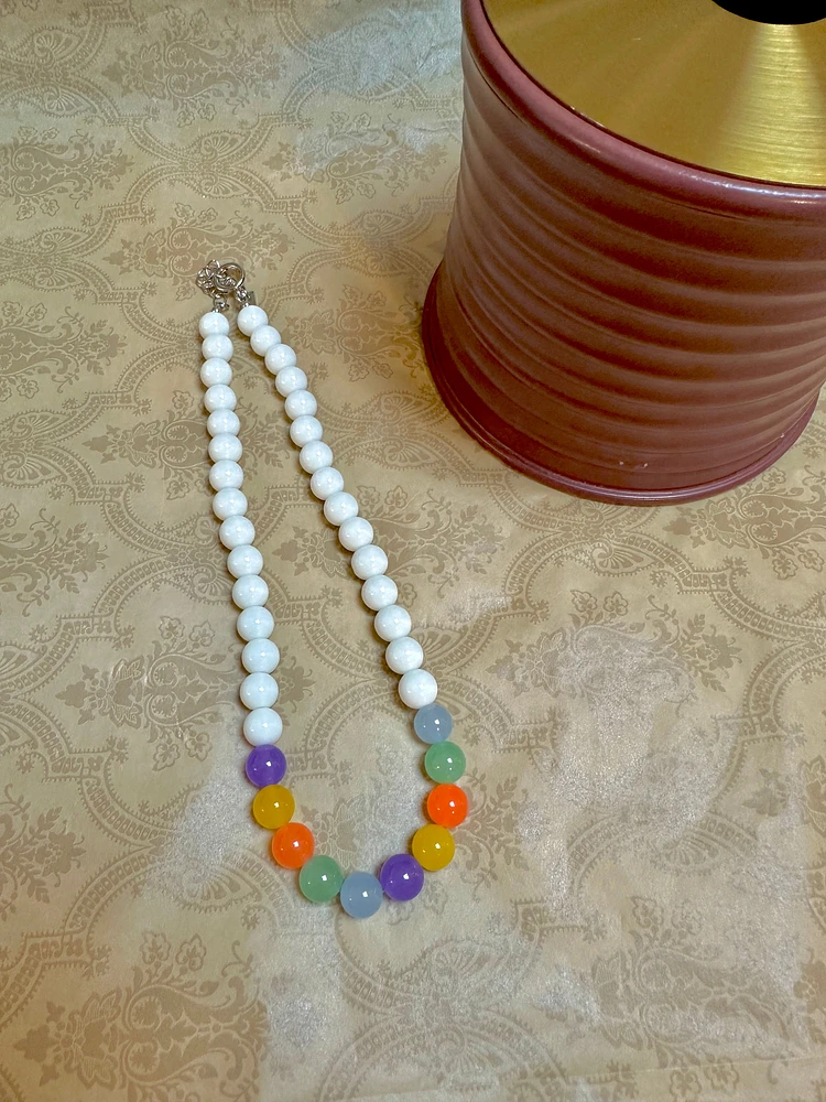 Crafted Imitation Stained Glass Necklace