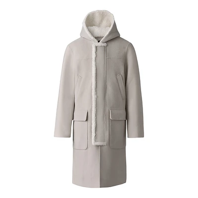 Mackage Abraham Heavy Double Face Wool Long Hooded Coat Trench-natural, Size: