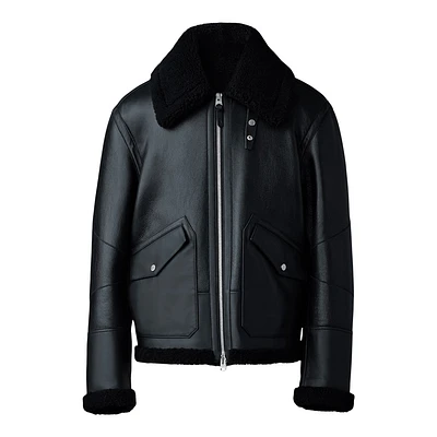 Mackage Atlas-sh Shearling And Leather Aviator-style Jacket Black, Size: