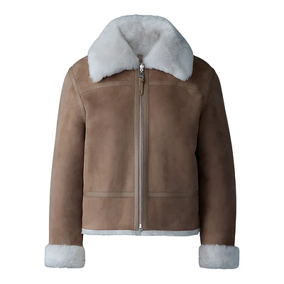 Mackage Betty 2-in-1 Reversible Leather Shearling Jacket Light Camel-natural, Size: