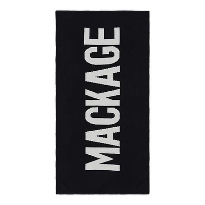 Mackage Juno 2-in-1 Merino Blend Logo Scarf In Black, Size: O/s