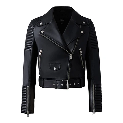 Mackage Masina Zip-vent Leather Jacket Black, Size: