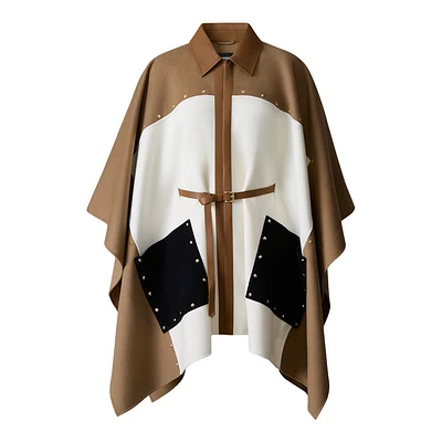 Mackage Moly Studded Wool Cape Jacket Light Camel Multi, Size: