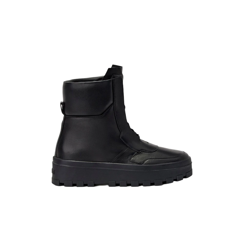 Mackage Ekon-w Leather Mid-calf Lace-up Boots Black, Size: