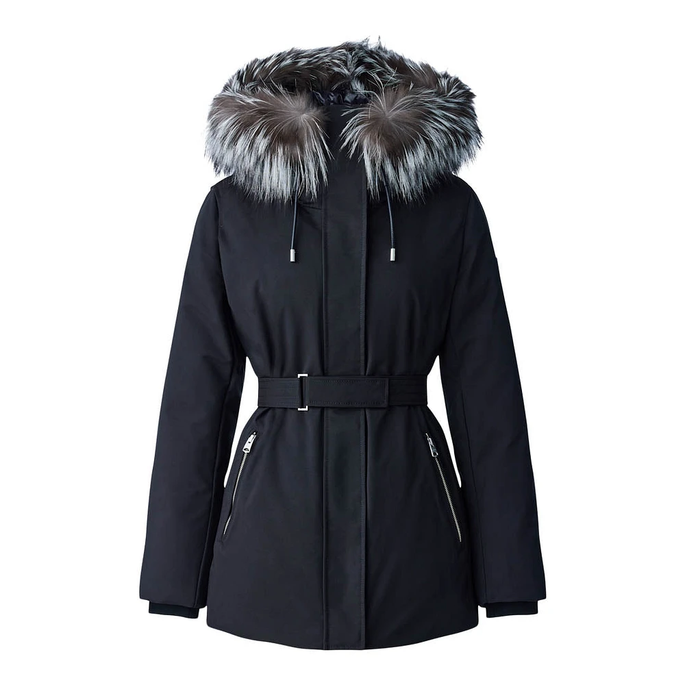 Mackage Jeni-x 2-in-1 Down Parka With Removable Bib And Silver Fox Fur Black, Size:
