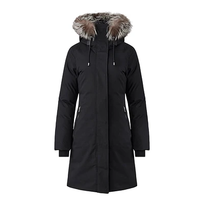 Mackage Shiloh 2-in-1 Fitted Down Coat With Removable Bib And Silver Fox Fur Black, Size: