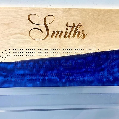 Crib Board with Epoxy and Name Engraving