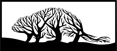 Beaver shape of tree with backer
