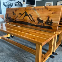Live Edge Bench with Carved Back
