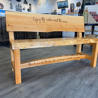 Live Edge Bench with Memorial Plaque