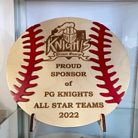 Baseball award with logo and name options