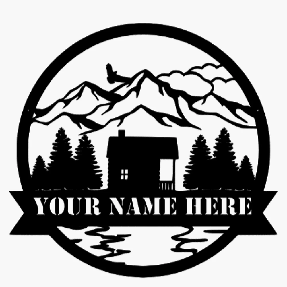 Cabin in Forest Name Sign