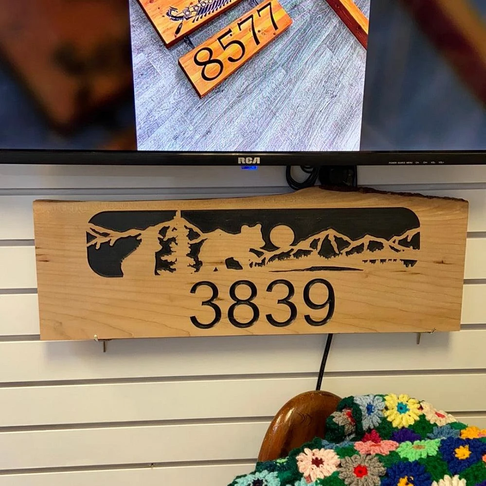Carved Bear Address Sign