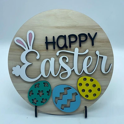 Happy Easter Bunny Eggs Sign