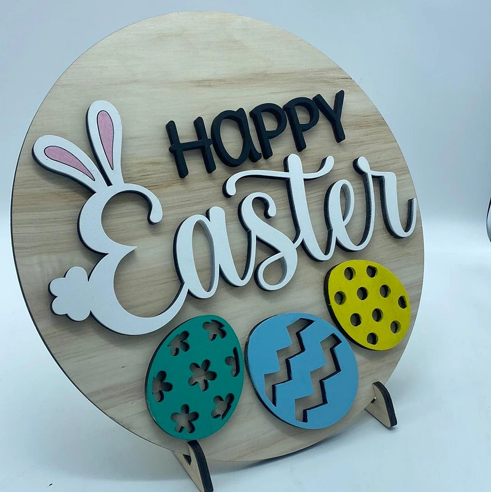 Happy Easter Bunny Eggs Sign