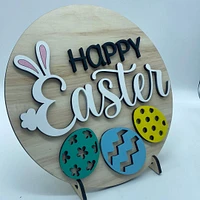 Happy Easter Bunny Eggs Sign