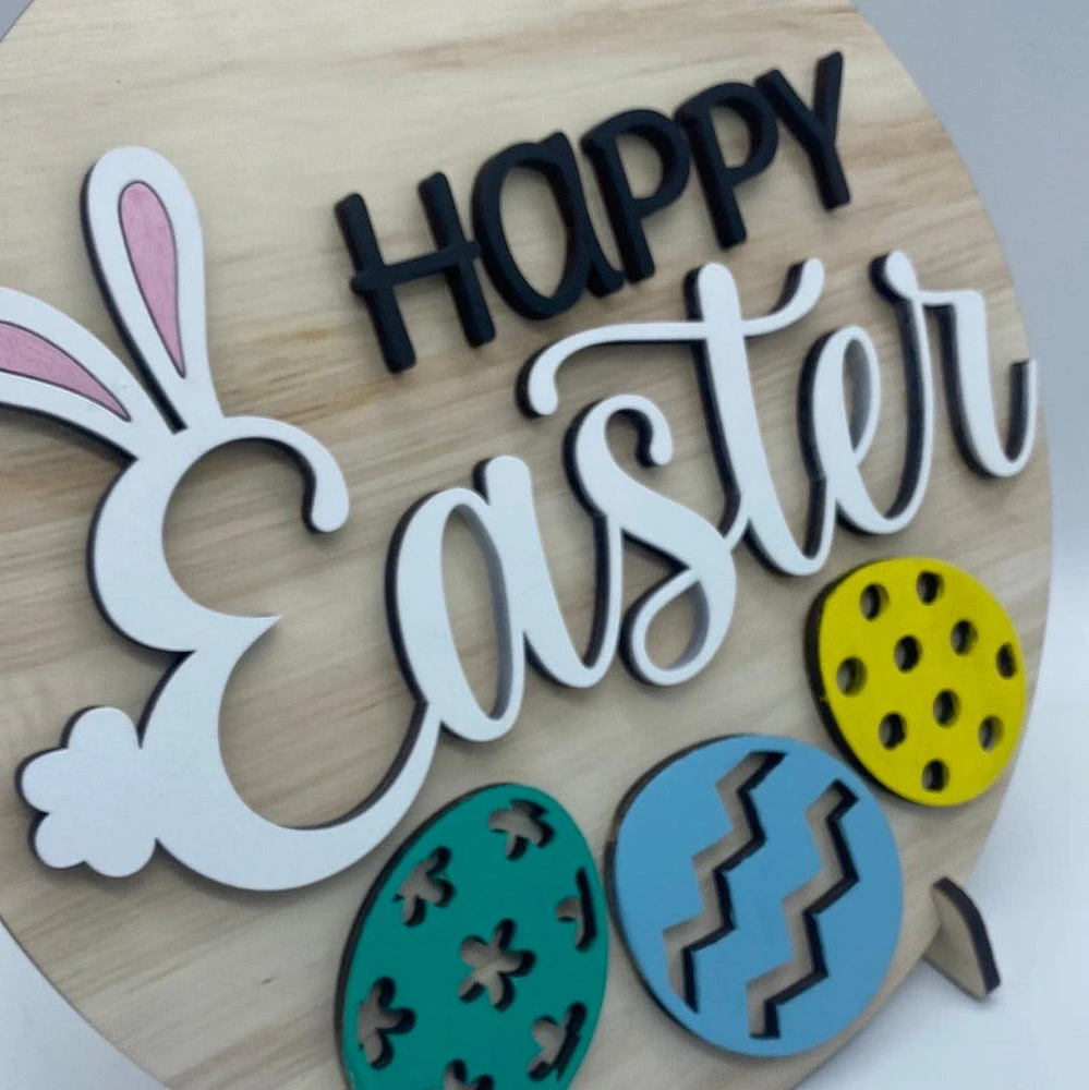 Happy Easter Bunny Eggs Sign