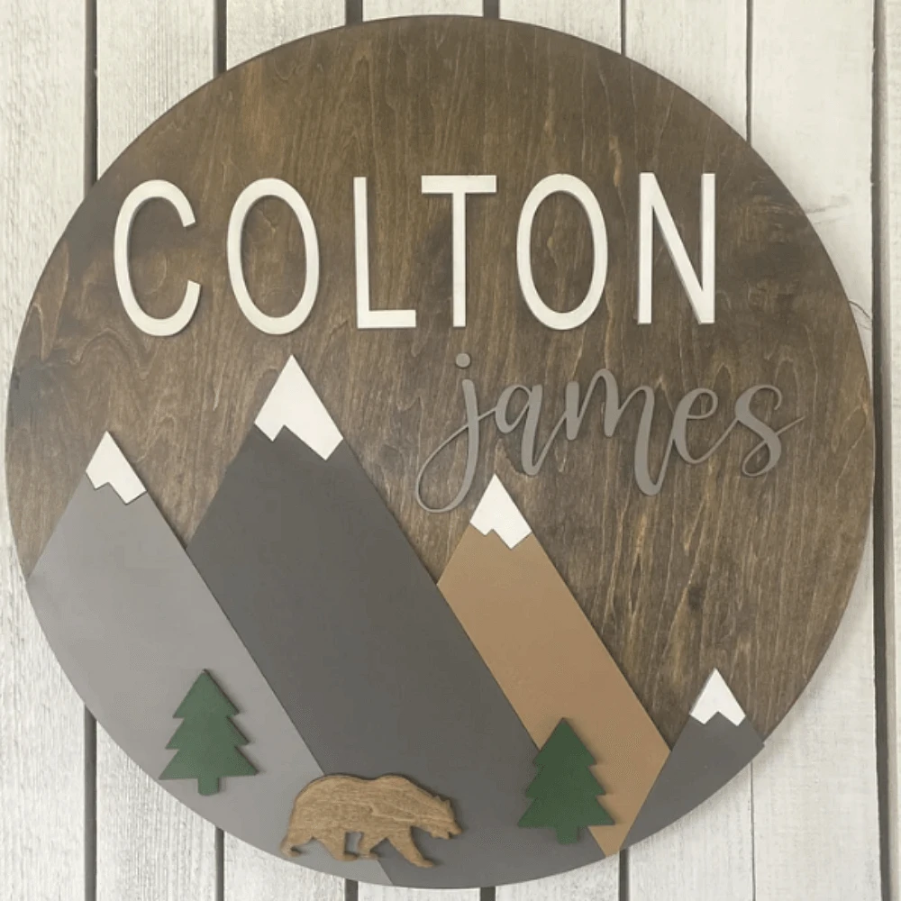 Mountain Round Name Sign